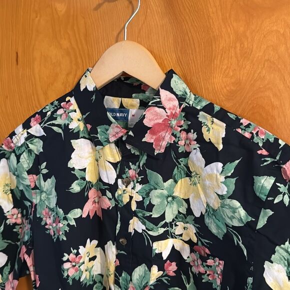 Floral Shirt Mens Medium Button Up Old Navy - Picture 2 of 2